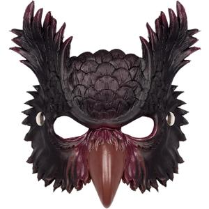 L'VOW Adult Full Face Mask Animal Skull Mask Realistic Scary Head Mask for Masquerade Halloween Party (Black-owl)
