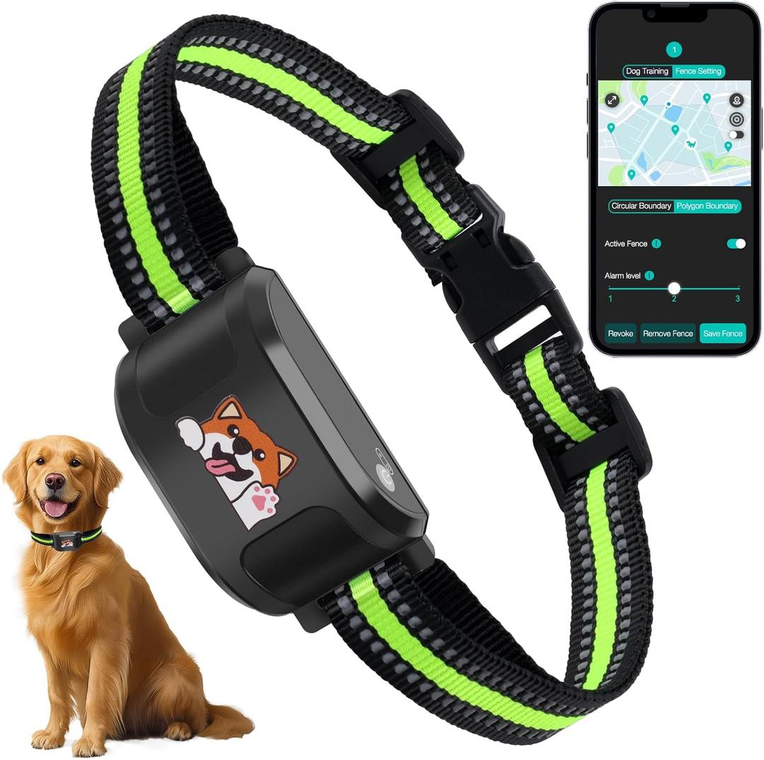 Upgraded GPS Dog Fence & Tracking Collar System - No Subscription Required, Customizable Boundaries via App, Waterproof Rechargeable Collar with Remote Training, 1-Minute Setup, Long Battery Life