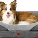 EHEYCIGA Orthopedic Dog Bed for Large Sized Dog, 41x27x7.5 Inch Large Memory Foam Dog Couch Bed with Sides, Waterproof Liner & Washable Removable Cover, Bolster Pet Sofa, Grey