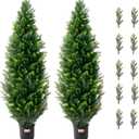 VEVOR Artificial Topiary Cedar Tree, 48 inch Tall (2 Pieces), with Extra Leaves & Pot Faux Evergreen Fake Pine Cypress Trees Plant, UV Rated Artificial Greenery Set for Home Decor Indoor/Outdoor