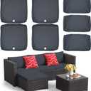 ClawsCover 7Pack Outdoor Seat and Back Cushions Replacement Covers Fit for 3/5 Pieces 4-Seater Wicker Rattan Patio Furniture Conversation Set Sectional Couch,Dark Gray-Large(Include Cover Only)