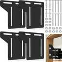 4PCS Bed Frame Brackets Adapter for Headboard Extra, Heavy Duty Bed Frame Adapter Brackets, Queen Bed Modification Headboard Adapter Kit to Connect Headboard Footboard (Black)