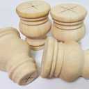 Wooden Furniture Legs, Solid Wood Unpainted Replacement Furniture Legs, Kitchen Dining Table Legs/Desk/Sofa/Bookcase Bun Feet, DIY Wooden Round legs with Mounting Plate & Screws Set of 4 (4 Inch)