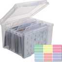 Greeting Card Storage & Organizer Box with 6 Removable Dividers for Holiday Birthday Get Well Cards Photos, Crafts, Scrapbooking(Clear)