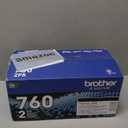Brother Genuine High-Yield Black Toner Cartridge Twin Pack TN760 2Pk, TN7602PK,2 Pack