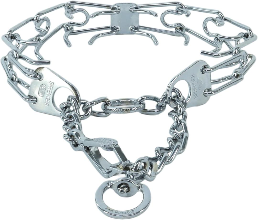 Herm Sprenger - Ultra-Plus Prong Dog Training Collar with Latch - Chrome - 3.8mm x 22" Neck Size; 25" Chain Length
