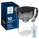 Brita Large 10 Cup Water Filter Pitcher, 1 BritaPlus Filter, Everyday, Black 