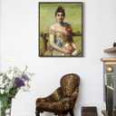 0.9" Deep Rustic Blue Gold Floating Frame for 16x20 Canvas Paintings