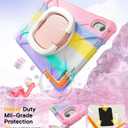 BRAECN Kids Case for iPad (A16) 11th/10th Generation 11/10.9'' 2025/2022, Heavy Duty Rugged Silicone Cover with Screen Protector, Kickstand, Shoulder Strap, Pencil Holder & Ring Stand, Colorful Pink