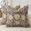 Vintage Floral Print Throw Pillow Covers 20x20 Set of 2 Neutral Modern Farmhouse Pillowcases Accent Decorative Cushion Covers Boho Home Decor for Couch Sofa Chair Bed Living Room, Rustic Gray
