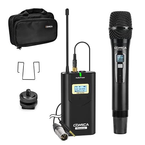 COMICA CVM-WM100 H UHF 48-Channel Professional Wireless Handheld Microphone System for Canon Nikon Sony Panasonic Fuji DSLR Camera, XLR Camcorder, Smartphone, Perfect for Video Recording/Interview
