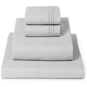 Mellanni Queen Sheets Set - 4 PC Iconic Collection Bedding - Hotel Luxury, Extra Soft, Cooling Bed Sheets - Wrinkle, Fade, Stain Resistant (King,Light Gray) Size KING