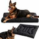 Chew Proof Dog Bed Indestructible for Large Size Durable Dog Crate Pad, Waterproof & Washable Tough Kennel Pet Mats for Aggressive Chewers (Black, L-22''x35'')