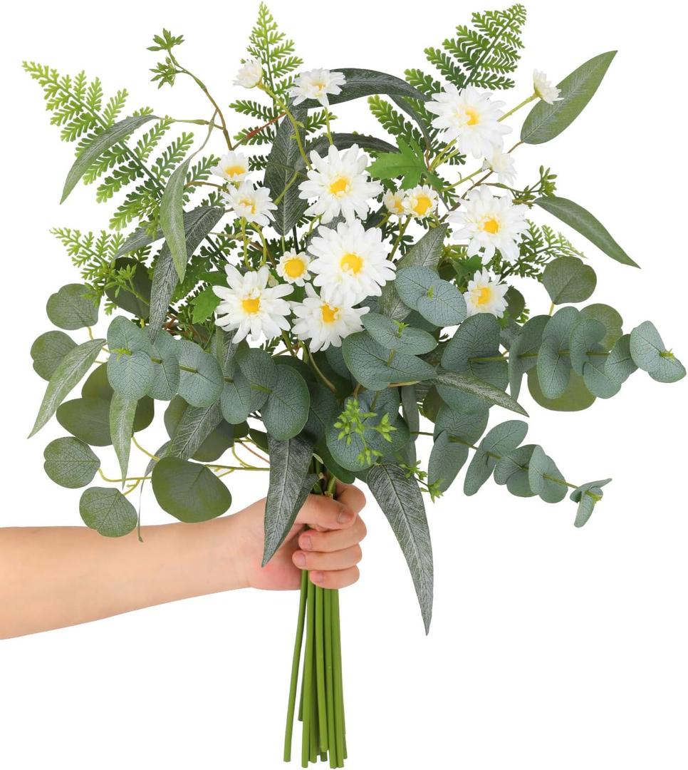 Veryhome Artificial Eucalyptus Stems Box Faux Greenery Flowers 13 PCS Mixed Bundle Fake Fern for Home, Wedding, Indoor and Outdoor Decor(Green)