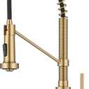 KRAUS Bolden Commercial Style 2-Function Single Handle Pull Down Kitchen Faucet in Spot-Free Brushed Brass, KPF-1610BB
