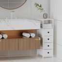 YBING Narrow Dresser for Bedroom, Slim Side Table with Drawer, Dresser Storage Cabinet with 4 Fabric Drawers, Chest of Drawers for Small Space, White