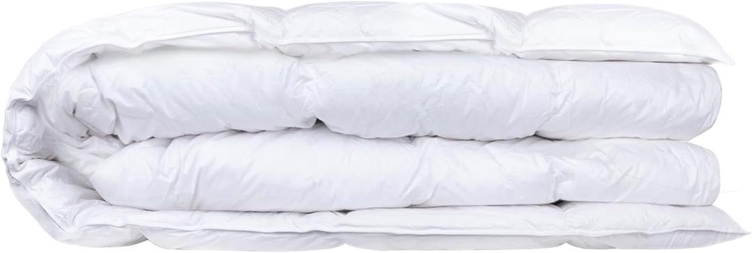 ComfyDown Goose Down White Comforter - Made in USA - 100% Egyptian Cotton 600 Thread Count Cover, 800+ Fill Power, Light Weight, All Season Washable Duvet Insert with Corner tabs - Queen (Queen (90"x92"))
