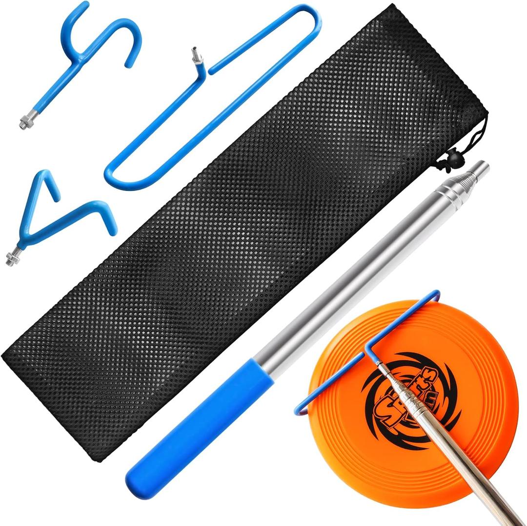 3-in-1 Disc Retriever, Extends up to 16ft; Includes Carrying Bag, Stainless Steel Design