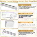 Glass Shower Door Towel Bar 25" Bright Chrome Compatible with Alumax Basco Sliding Shower Door Handle Replacement with Silver Transparent Brackets,Fits Framed Shower/Tub Enclosure Doors Up to 26" Wide