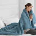 Electric Blanket Throw, Fast Heating Blanket with Overheat Protection, Heated Sherpa Blanket with 5 Heating Levels & 4 Hours Auto Off for Couch Office Use, Ideal Gift, 50"x60", Slate Blue