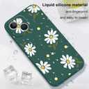 LEECG for iPhone 13 Mini Case Flower Butterfly Cute Astronaut Design Phone Cover Soft Microfiber Lining Slim Liquid Silicone 13 Mini Phone Case-Daisy Green
