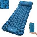 covacure Sleeping Pad for Camping - Ultralight Self-Inflating Camping Pad Mat with Built-in Foot Pump, Durable & Waterproof Camping Air Mattress for Hiking, Blue
