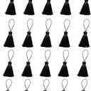 20pcs 3.7 Inch Mini Tiny Craft Tassels Soft Elegant Handmade Silky Floss Tassels with Cord Loop for Keychain Earring, Jewelry Making, Graduation, Bookmarks, Gift Tag DIY Craft Projects (Black)