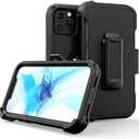 Funda de telfono para iPhone 12 Pro Max, resistente, resistente a prueba de golpes, funda protectora con clip para cinturn para Apple iPhone 12 6.7 5G 2020 (negro)