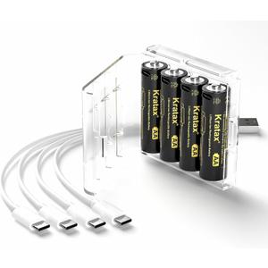 Kratax Rechargeable AA Batteries USB, 4 Pack 3000mWh high Capacity 1.5v Constant Voltage Double A USB Lithium Rechargeable Battery, 2.5h Fast Charge, Long Lasting for Blink Camera