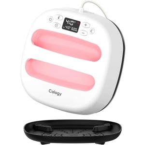 Calogy Heat Press Machine for T-Shirts 10"X10", Portable Heat Press Fast Up to 410(210 C), Precise Temp Control, 15 Mins Auto Off for Bag, Pillows, Sublimation Vinly Transfer(White Pink, 10 x 10 In)