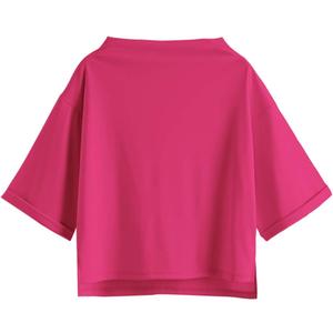 SweatyRocks Women's 3/4 Sleeve Mock Neck Basic Loose T-Shirt Elegant Top (Medium)