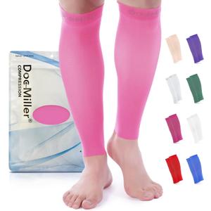 Doc Miller Compression Calf Sleeve for Men & Women, Premium Medical Grade, 15-20mmHg Graduated Support for Running, Calf Tear, Shin Splints, Knee High, Calf Sleeves, 1 Pair (Medium, Pink)