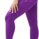 High Waisted Leggings for Women 25"/28" Inseam with Pockets Tummy Control Buttery Soft Yoga Pants (X-Small, Purple)