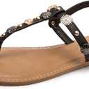Eozlink Flat Sandals for Women 2025 T-Strap Bohemian Sandals Dressy Casual Summer Beach Sandals Open Toe Comfort Walking Shoes 6