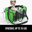 GORILLA GRIP Cat Carrier Travel Bag Up to 15 Lbs, Soft Collapsible Small Dog Carriers, Top and Side Entry Breathable Mesh, Grip Feet on Underside, Cozy Washable Waterproof Pad, Portable Kennel, Green (17.0"L x 11.0"W x 11.0"H)
