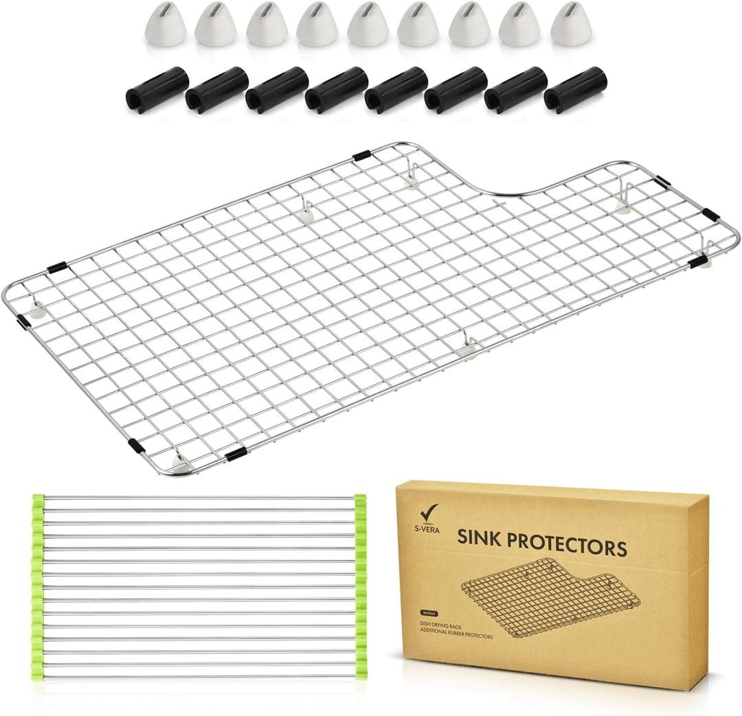 S-VERA New Sink Rack Compatible with Kohler K 6488 and K 6489 - Protector for Whitehaven Sink (ONE Piece) - Gifts: Big Drying Rack 21" and Additional Rubber Protectors