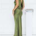 Women's Summer Satin Strapless Tube Top Maxi Dress Elegant Silk Backless Halter Neck Formal Party Dresses Wedding Guest (Beige, L)