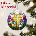 2 x Catholic Cross Gifts: Stained Glass Christian Cross Ornament | Christmas Ornaments (Christmas Tree Ornaments), Christian Faith Home Decor, Religious Gift & Xmas Gifts