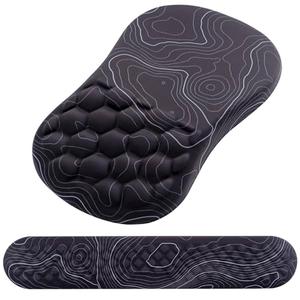 Mouse Pad Wrist Support, Laokiiy 2 in1 Keyboard Wrist Rest+ Ergonomic Mouse Pad, Non-Slip Wrist Rest for Computer Keyboard, Made Easy Typing & Relieve Wrist Pain(Black White)