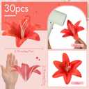Suncalla 30 Pack Large Artificial Lilies Flower Heads with Realistic Stamens 5.9" Faux Fake Lily Flower Heads Bulk for DIY Crafts Cake Wedding Bridal Wreaths Table Home Party Decor (Red)