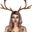 IGMaryBox Deer Antlers Headband Adjustable Reindeer Antlers Moose Cosplay Horns Headpiece Christmas Halloween Holiday Accessories Deer Costume for Adult Kids Brown