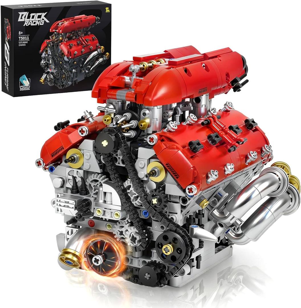 V8 Engine Model Kit, Build Your Own Visible Car Motor, Advanced STEM Mechanical Building Block Set for Adults, Collectible Engine Model for Display, Desk Decor & Gift to Car Lovers