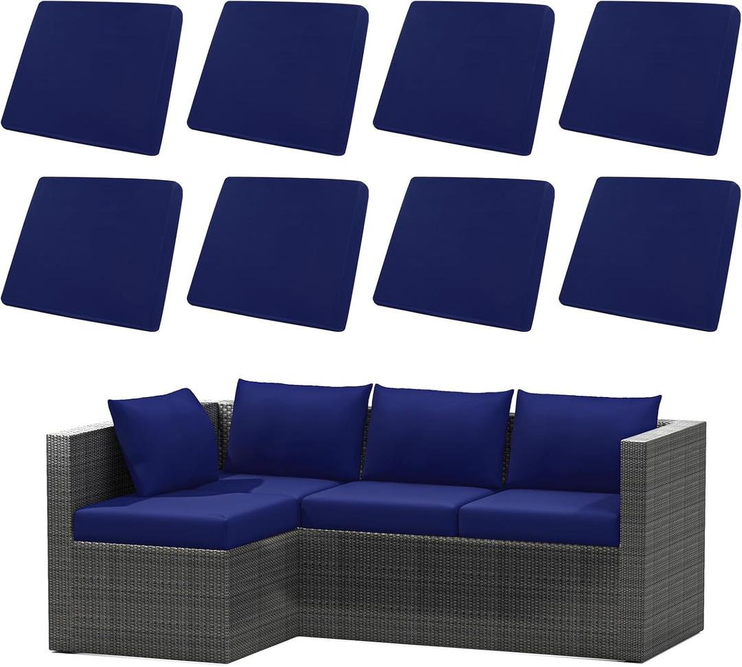U'Artlines 8Pcs Stretch Patio Cushion Covers Replacement, Waterproof Elastic Outdoor Cushion Covers Washable Sofa Cushion Covers Slipcovers for Outdoor Furniture Backyard (Blue, Cover Only)