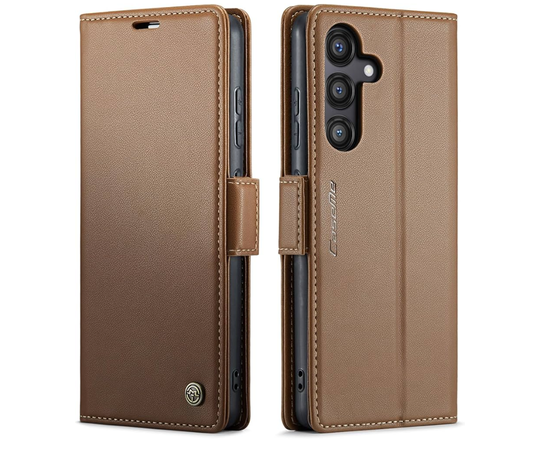 Defencase for Galaxy S25 Case Wallet with RFID Blocking Card Holder for Women Men, Elegant Leather Magnetic Snap Flip Wristlet Strap Zipper Wallet Phone Cases for Samsung Galaxy S25 5G 6.2", Titanium