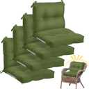 Geetery Outdoor Chair Cushions Set of 4 High Back Patio Furniture Replacement Seat Pads with Ties 42x21x4 for Lawn Porch Wicker Rocking Dining Chairs Weather Resistant Fade Resistant(Moss Green)