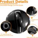 Funmit 316220009 Top Burner Stove Knob Replacement for Frigidaire Replaces AP4322122 PS1991531 EAP1991531 (Black, 5 Pack)