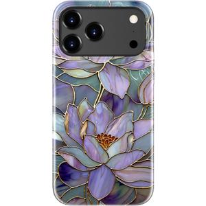 Goodon for iPhone 17 Pro Max Case Cute - Wireless Charging Compatible - Dual-Layer Hard Shell + Silicone Cover - Protective Phone Case with Trendy Designs for Women - Abstract Lotus