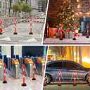 4 Pack 34 Inches Traffic Delineator Post Cones, Portable Orange Safety Driveway Barrier with Weighted Rubber Base, Reflective Collars, 5 FT Plastic Chain for Road Safety,Parking Lot