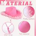 Pink Cowboy Hat with Heart Shaped Sunglasses,Pink Cowgirl Hat with Feather Boa,Cowgirl Hat for Costume Dress Up,Cowboy Themed Party,Bachelorette Party