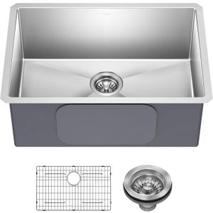 KRAUS Standart PRO 26-inch 16 Gauge Undermount Single Bowl Stainless Steel Kitchen Sink, KHU100-26